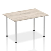 Impulse 1400mm Straight Table Grey Oak Top Brushed Aluminium Post Leg I003664 DD